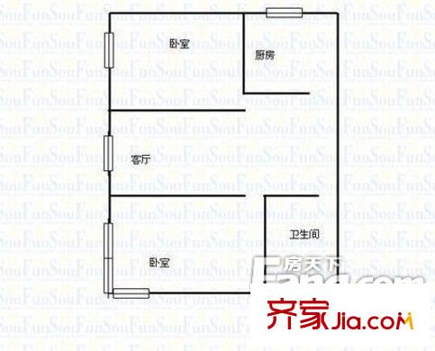 武定大厦户型图户型图 2室1厅1卫1厨