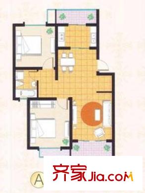 臨港泥城苑A戶型 2室2廳1衛(wèi)1廚