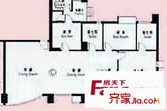 华山花园户型图3室2厅2卫1厨