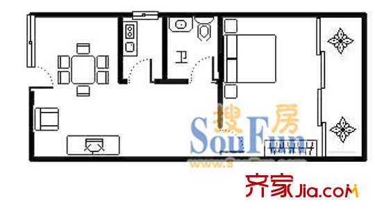 上海 凯阳新寓1室 户型图