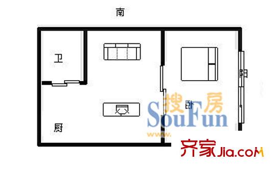上海 凯阳新寓1室 户型图