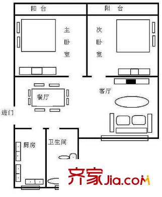 天申综合小区 3室 户型图