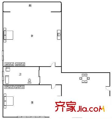 天申综合小区 1室 户型图
