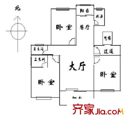 品誠苑 3室 戶型圖