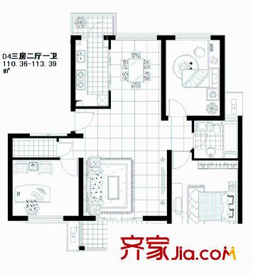 品誠苑 3室 戶型圖