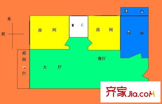 天河云山居户型图2室2厅户型图 2室2厅1卫1厨
