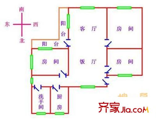 竹丝岗小区户型图3室2厅户型图 3室2厅1卫1厨