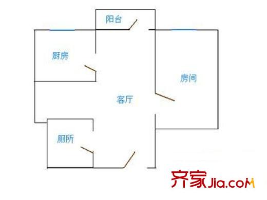 濂泉路小区 1室 户型图