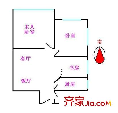机场生活区户型图3室2厅户型图 3室2厅1卫1厨