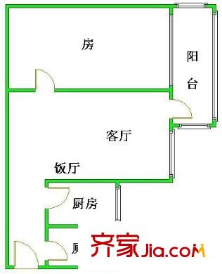 昌盛小区户型图1室2厅户型图 1室2厅1卫1厨