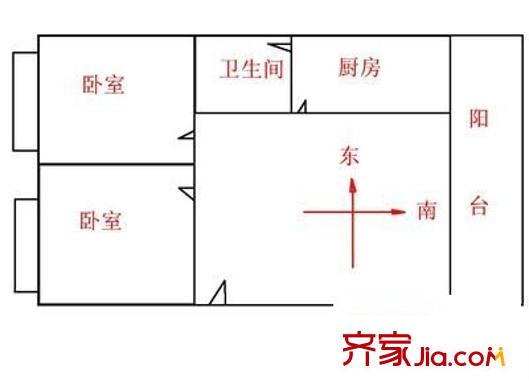 华翠居户型图2室1厅户型图 2室1厅1卫1厨