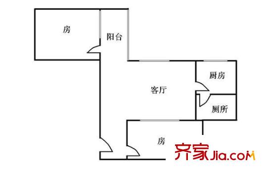 昌盛小区户型图2室1厅户型图 2室1厅1卫1厨