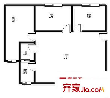 华翠居户型图3室1厅户型图 3室1厅1卫1厨