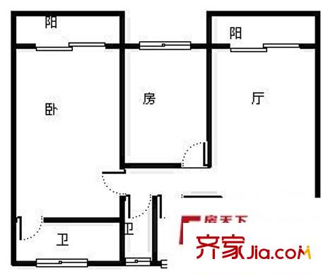 华翠居户型图3室1厅户型图 3室1厅2卫1厨