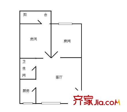 宏航苑户型图2室1厅户型图 2室1厅1卫1厨
