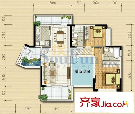 保利城二期户型图2期海德A、C栋-03单元 B、D栋-05单元 3室2厅2卫1厨