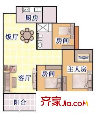 银翔花园户型图4室1厅户型图 4室1厅1卫1厨