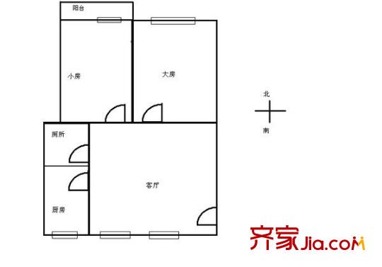 宏航苑户型图2室1厅户型图 2室1厅1卫1厨