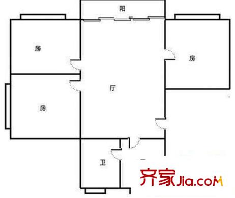 宏航苑户型图3室1厅户型图 3室1厅1卫1厨