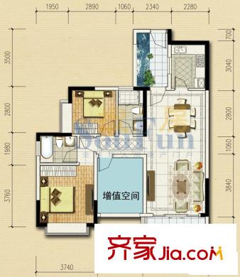 保利城二期户型图2期海德A、B、C、D栋-01、02单元 3室2厅2卫1厨
