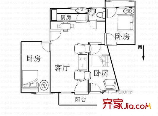 侨苑新村户型图3房2厅 户型图