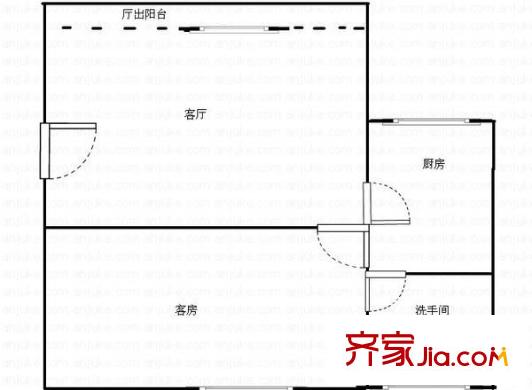流花路小区 1室 户型图