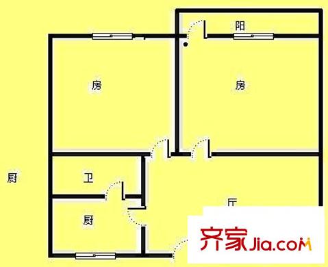 流花路小区 2室 户型图