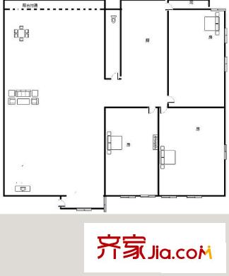 流花路小区 3室 户型图