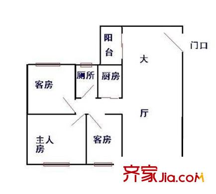 民航小区户型图3室1厅户型图 3室1厅1卫1厨