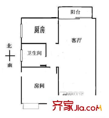 好世界公寓户型图1室2厅户型图 1室2厅1卫1厨