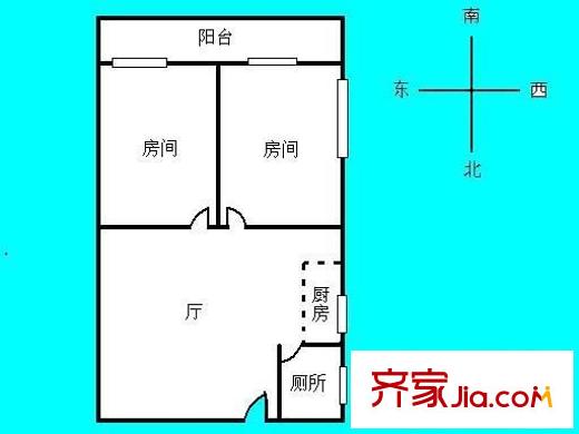 人民北路小区户型图2室1厅户型图 2室1厅1卫1厨