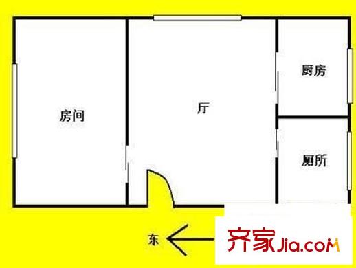 人民北路小区户型图1室1厅户型图 1室1厅1卫1厨