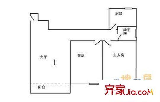 永发小区户型图2房1厅户型图 2室1厅1卫1厨