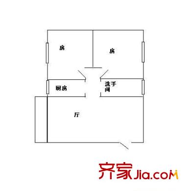 民航小区户型图2室1厅户型图 2室1厅1卫1厨