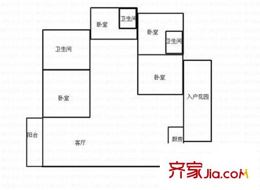 翠谷居 4室 户型图