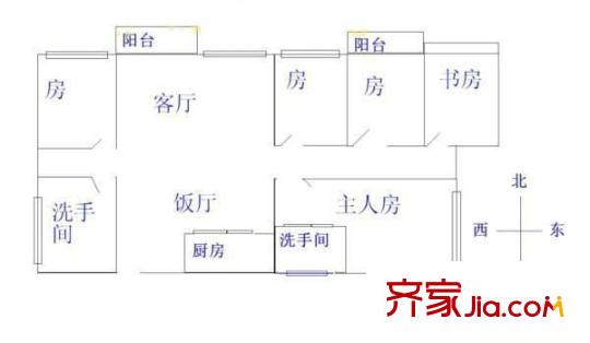 粤海大厦 4室 户型图