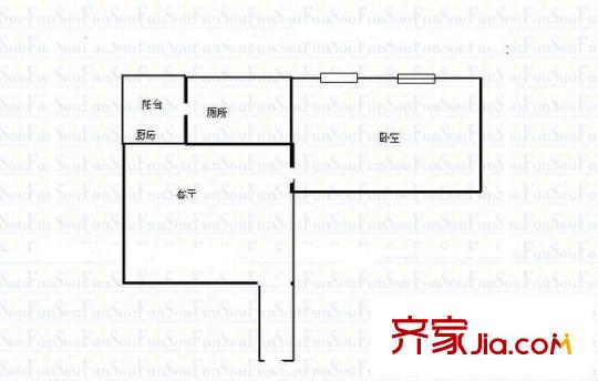 水湾B区 1室 户型图