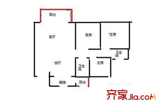 金桃园大厦 3室 户型图