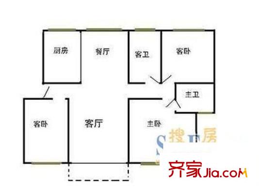 粤海大厦 3室 户型图