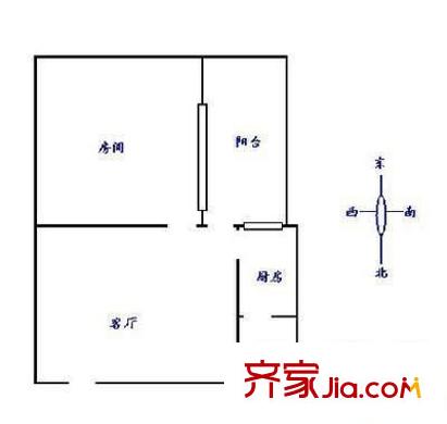 水湾B区 1室 户型图
