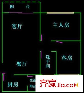 余岭山庄 2室 户型图