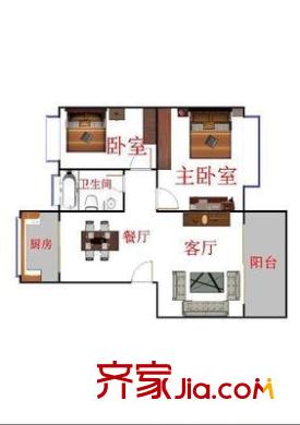 余岭山庄 2室 户型图