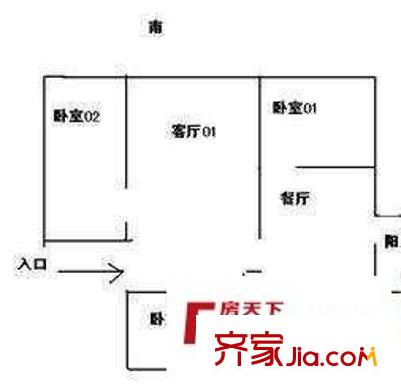體委宿舍 3室 戶(hù)型圖