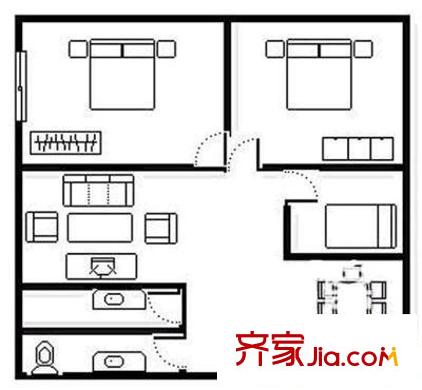 體委宿舍 3室 戶(hù)型圖