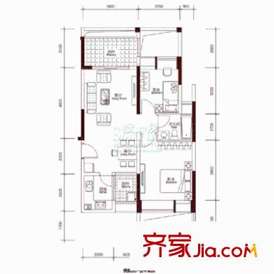 余岭山庄 2室 户型图
