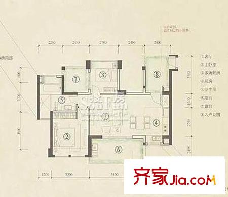 余岭山庄 2室 户型图