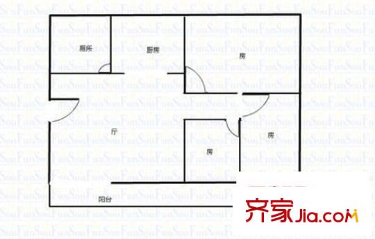體委宿舍 3室 戶型圖