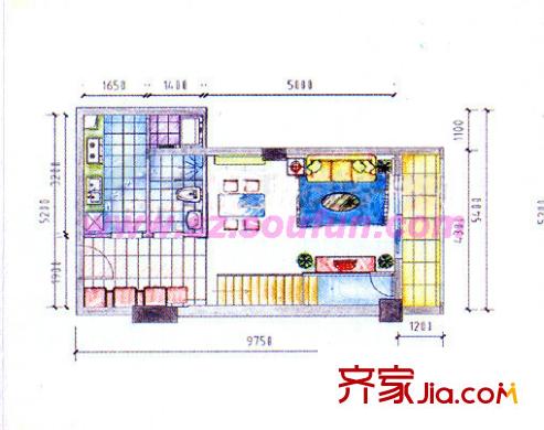 弘都世纪公寓户型图个性领地 1室