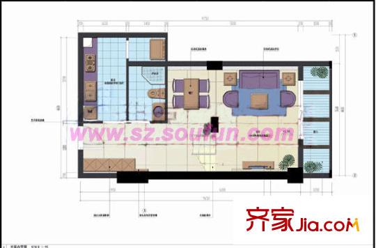 弘都世纪公寓户型图6 1室