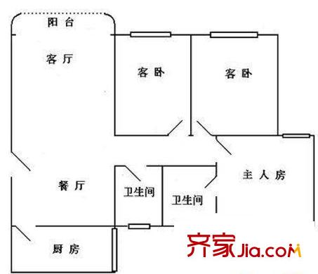 天马综合楼 3室 户型图